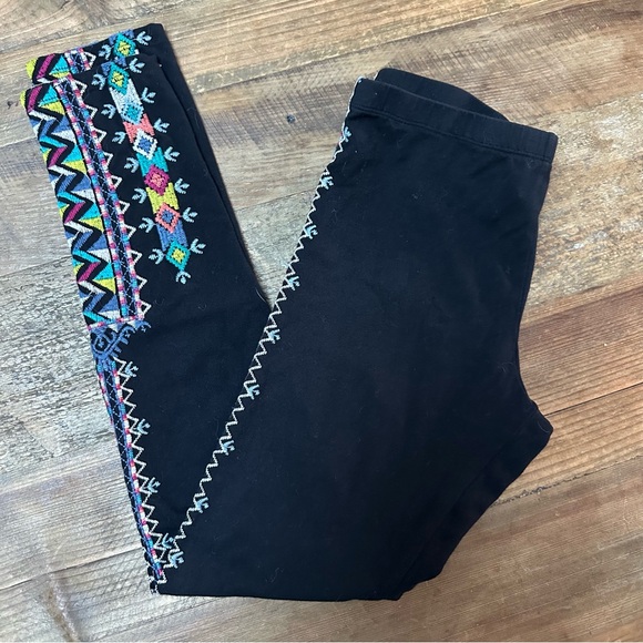 Johnny Was Amaris Black Leggings with Vibrant Embroidery Womens S boho layering - Picture 2 of 7